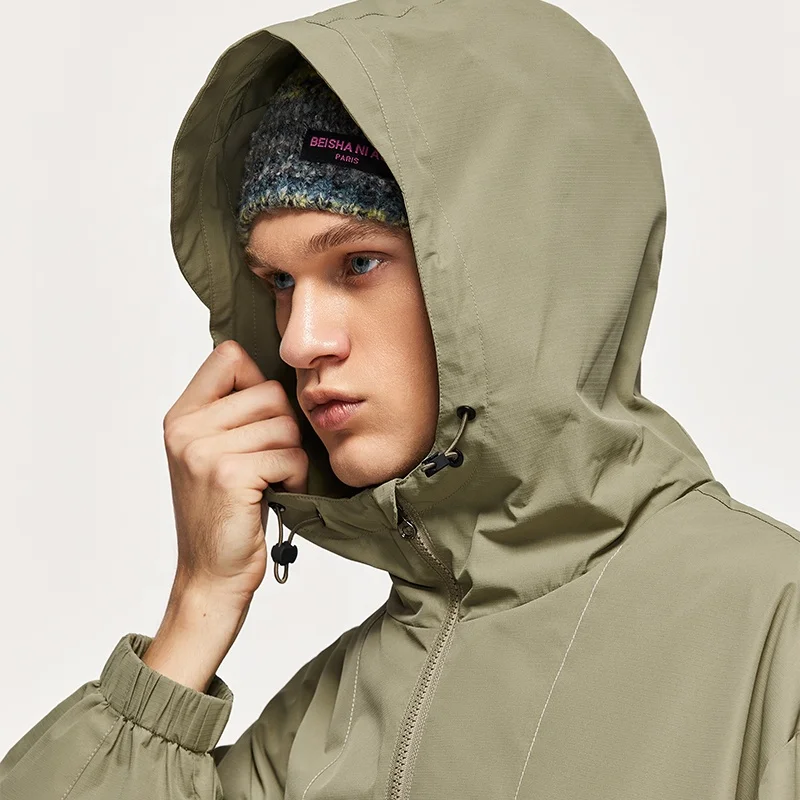 INFLATION Windproof Hooded Outdoor Jacket Men Wholesale Zipper Water Repellent Coat Jacket