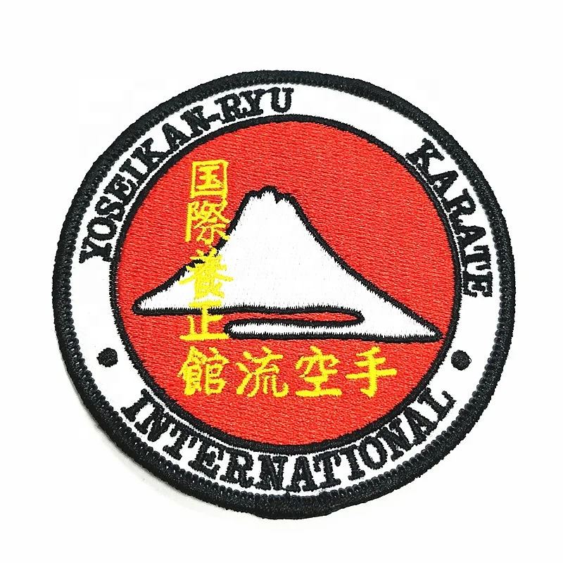 High quality custom embroidery scout sport iron on patches for clothing embroidered logo Round merrow border patches