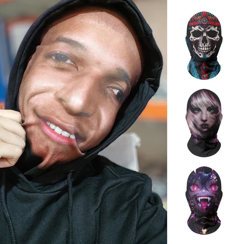 Dropshipping TikTok Hot Sale Fashion Designed 100% Polyester Full Face 3D Custom West Shiest Ski Balaclava Hood Face Cover Mask
