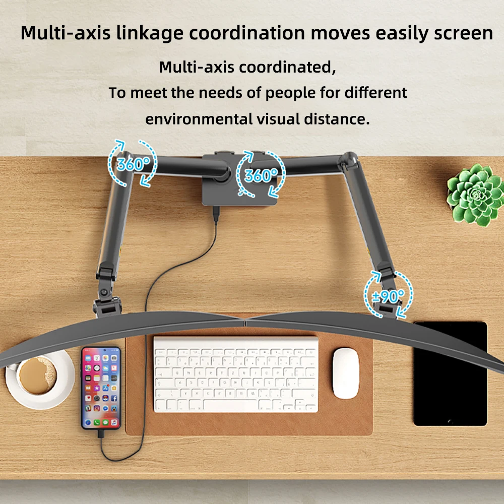 Dual Screen Gas Spring Desktop LCD Arm Mount Dual Arm 22-32 inch Monitor Mount Monitor Stand