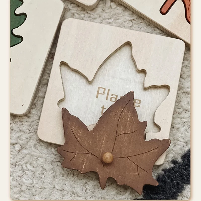 Nordic Style Painting Puzzles 4in1 Wood Set Leaf Jigsaw Drawing Board Games montessori puzzle wooden