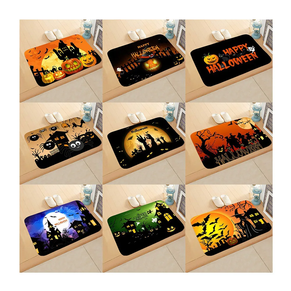 Custom Design Halloween rug 3D Printing mat anti slip Waterproof Bathroom Halloween Carpet