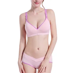 Puerpera Nursing Bra Set Push Up Pregnancy Women Cotton Lactation Bra and Panties Set