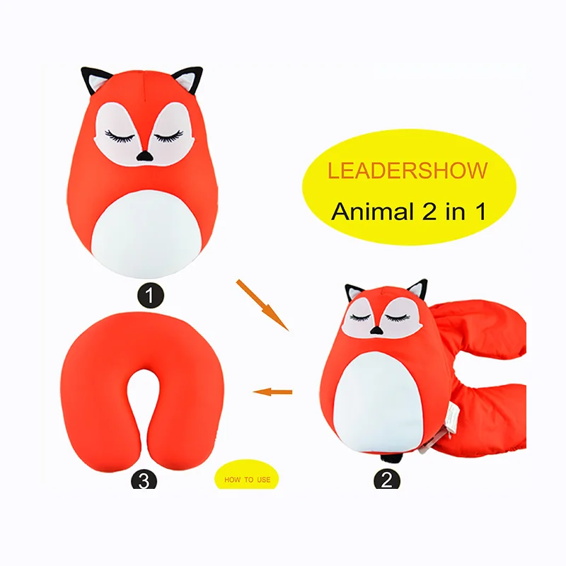 Custom Animal U shape Cushion Pillow  2 in 1 Soft Plush Toy Personalized Rest Travel Car Neck Pillow