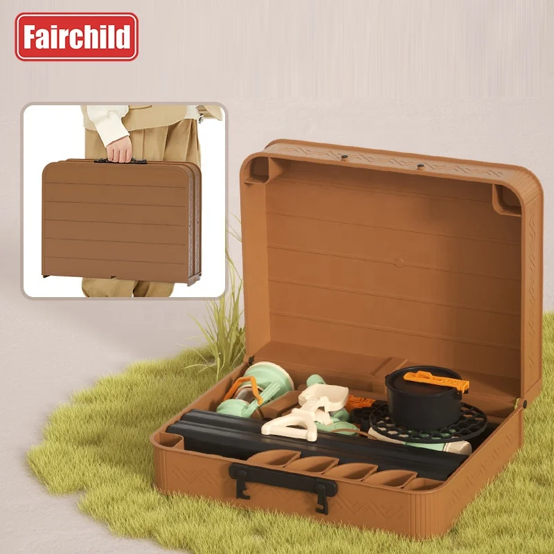 2024 New Amazo n Top Sales Children Pretend Outdoor Toys Camping Toy Simulation Kitchen Toys Storage Box Table Small Carton