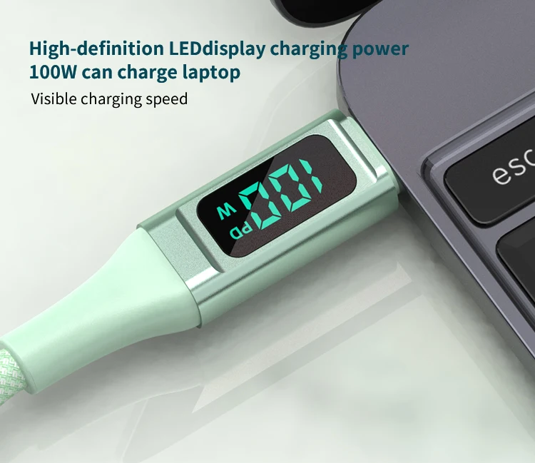 XCOSO source factory cables usb a usb tipo c usb-c cable with screen 100w phone cable