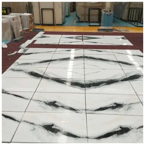 Popular Choice Natural Stone Interior Decoration Panda White Marble With Black Veins Slab Tiles For Wall and Floor Decoration