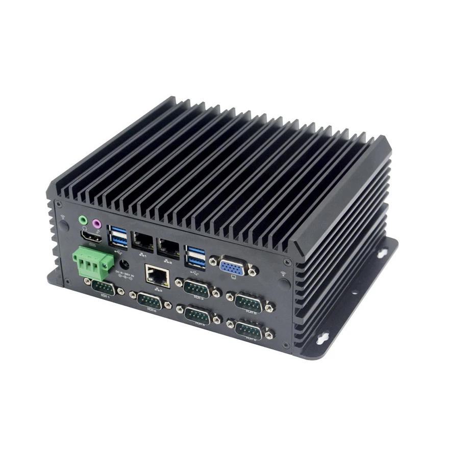 Fanless Mini Embedded Box PC powered by 4th/5th/6th/7th/8th Gen Intel Core i3/i5/i7, Celeron 3865U with 7 x USB, 6 x COM(RS485/