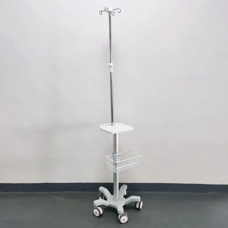 Hospital Furniture Infusion Stand with IV Pole and Monitor Cart Medical Trolley for Breathing Device for Home Office Use