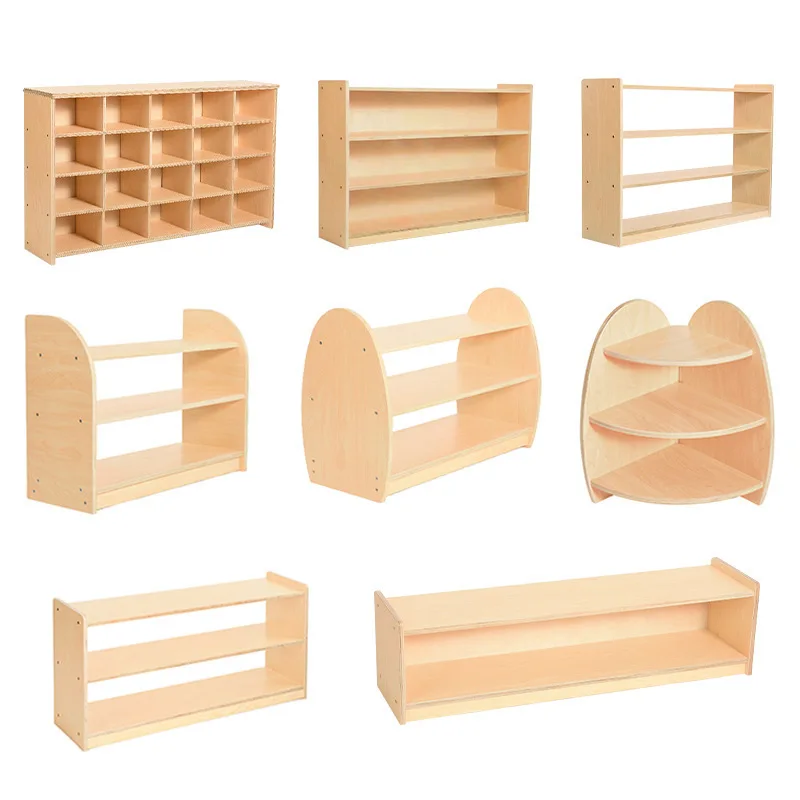 Kids Toys Storage Cabinet Kindergarten Classroom Furniture Wooden  Two Layers and a Backboard Shelf Storage for Kids