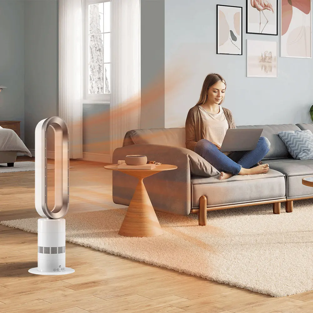 2024 home smart appliance electricity modern luxury indoor standing fan TP-18 PRO 2 IN 1 air cooling heating bladeless floor fan