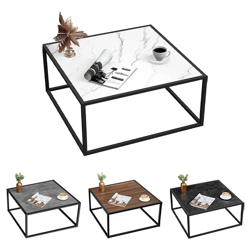 Coffee Table,Small Modern Coffee Table Square Simple Center Tables for Living Room , Gray Black