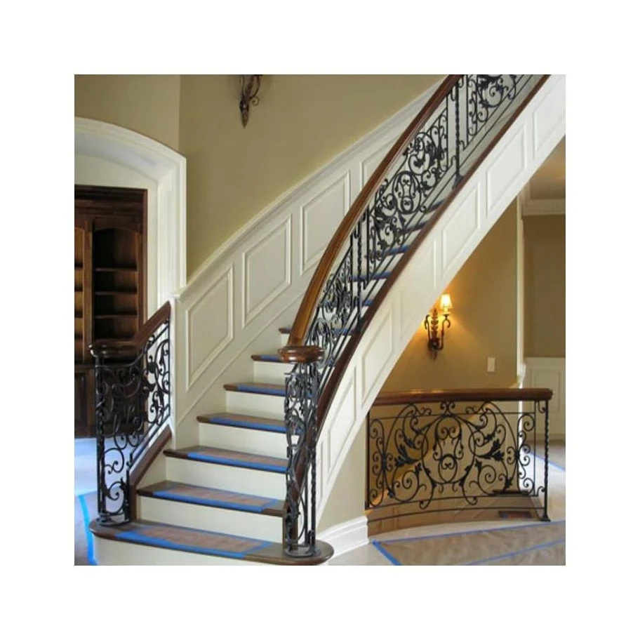 Prima curved stair metal craft steel material ladder modern new style Staircase Cable Railing Stringer Wooden Step staircase