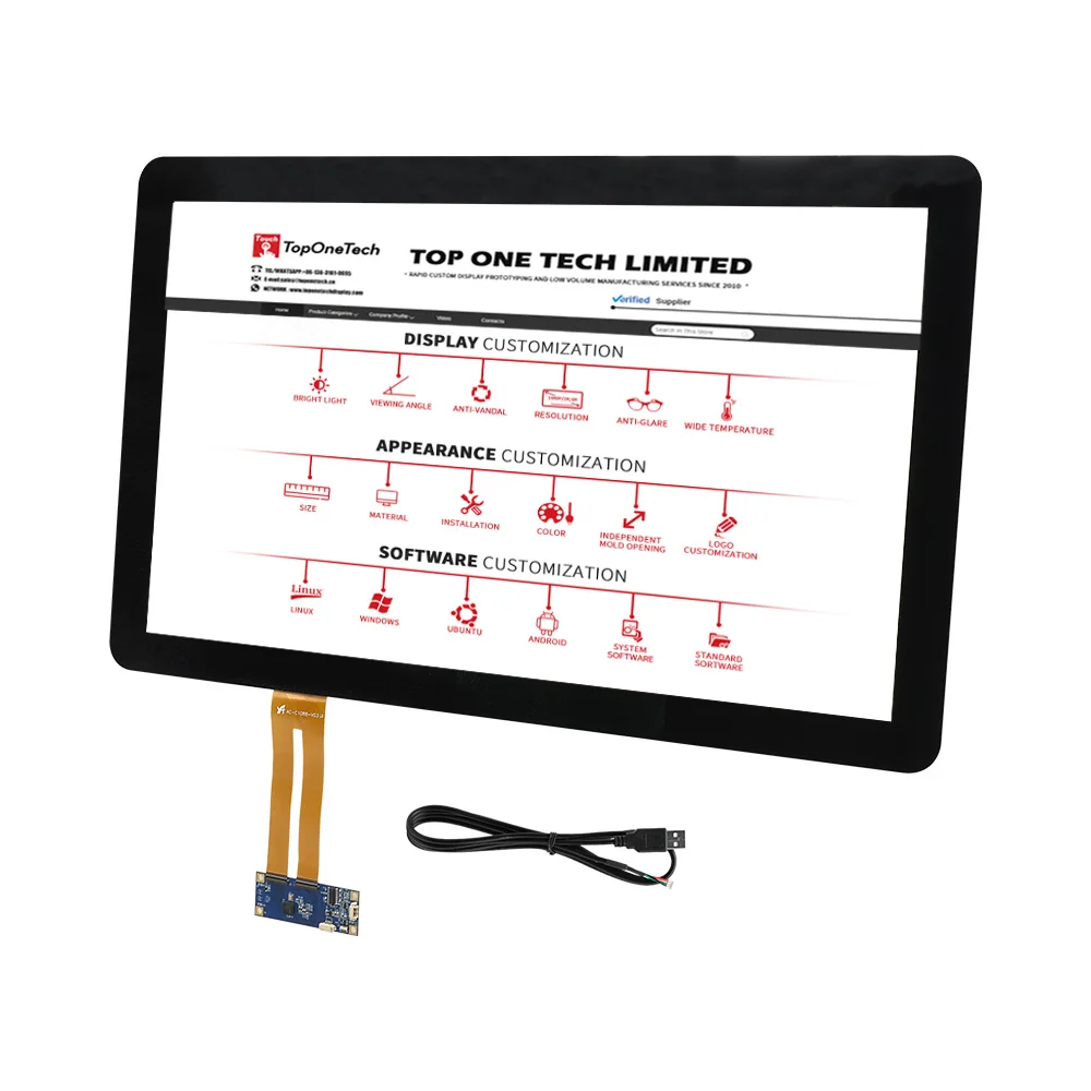 
TopOneTech Custom Touch Screen Capacitive Open frame embedded application monitor display panel tactil moniteur ecran tactile 