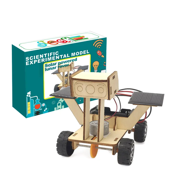 assembled solar sports car toy Stem  toys educational solar wooden electric panel system mini car solar powered car toy