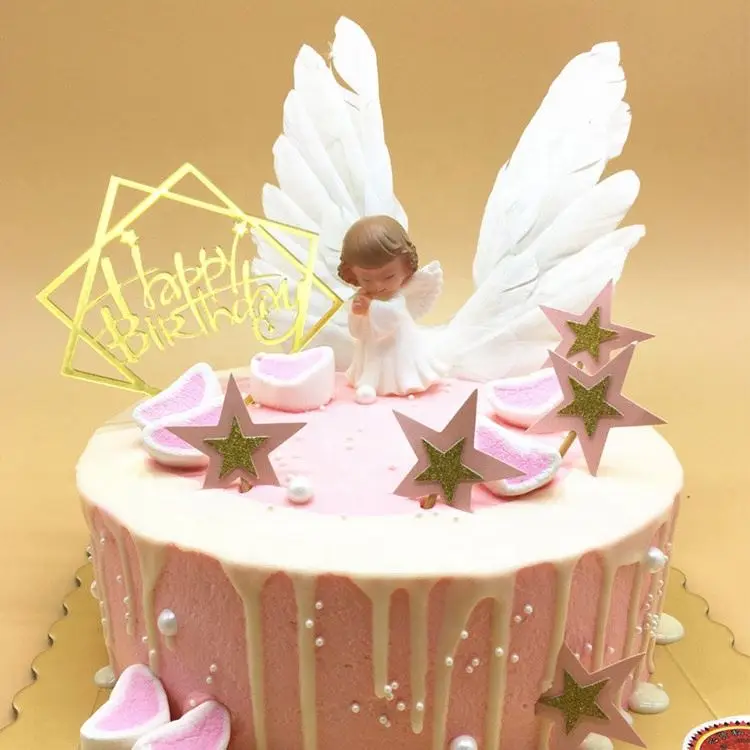 Angel Feather Wings Birthday Cake Topper