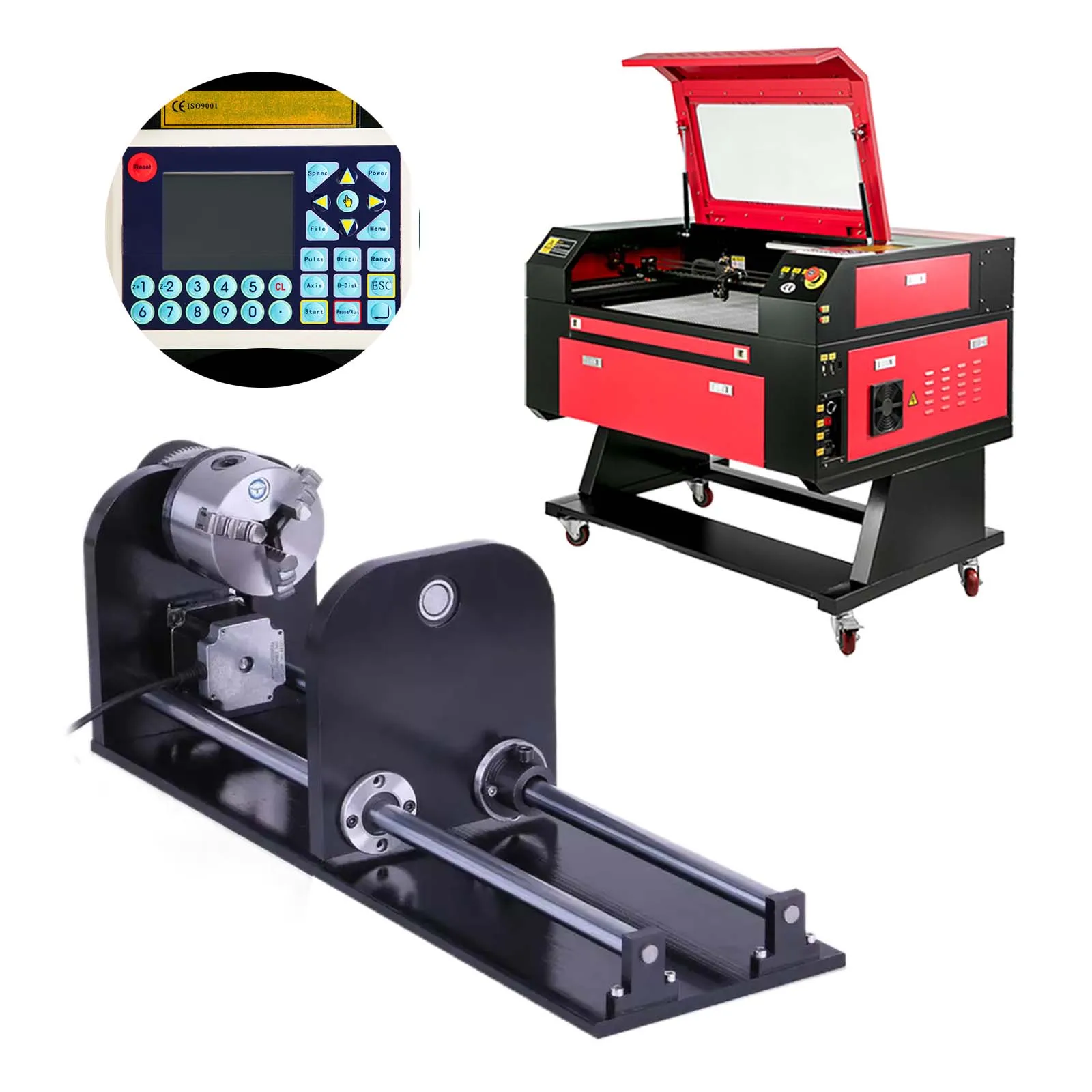 PEIXU OEM full set of gravure machine 3d equipment with rotary axis laser engraving cutting machine