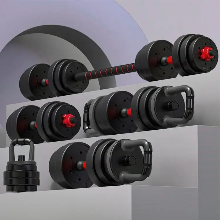 Fitness cement 4 in 1 dumbbell set 10-40kg weight lifting cast gym set barbell kettlebell adjustable dumbbell 20kg