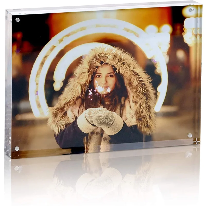 Clear desktop custom acrylic photo frame with