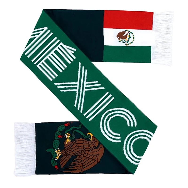 Cheap Promotional All Country Mexico Custom Design Bright Color Football Fan Club Soccer Sport Team Scarf Winter Summer Scarf