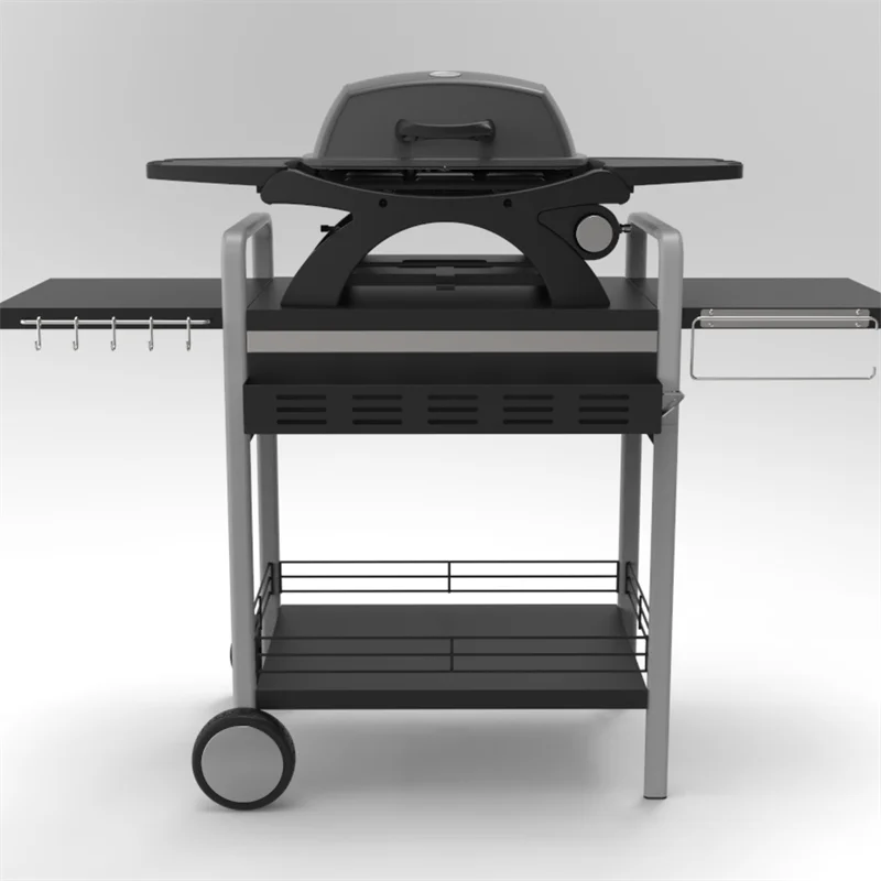 Gas Griddle Grill Stainless Steel Burner Porcelain-Enameled Cast-Iron Cooking Grates Tabletop Gas Grill