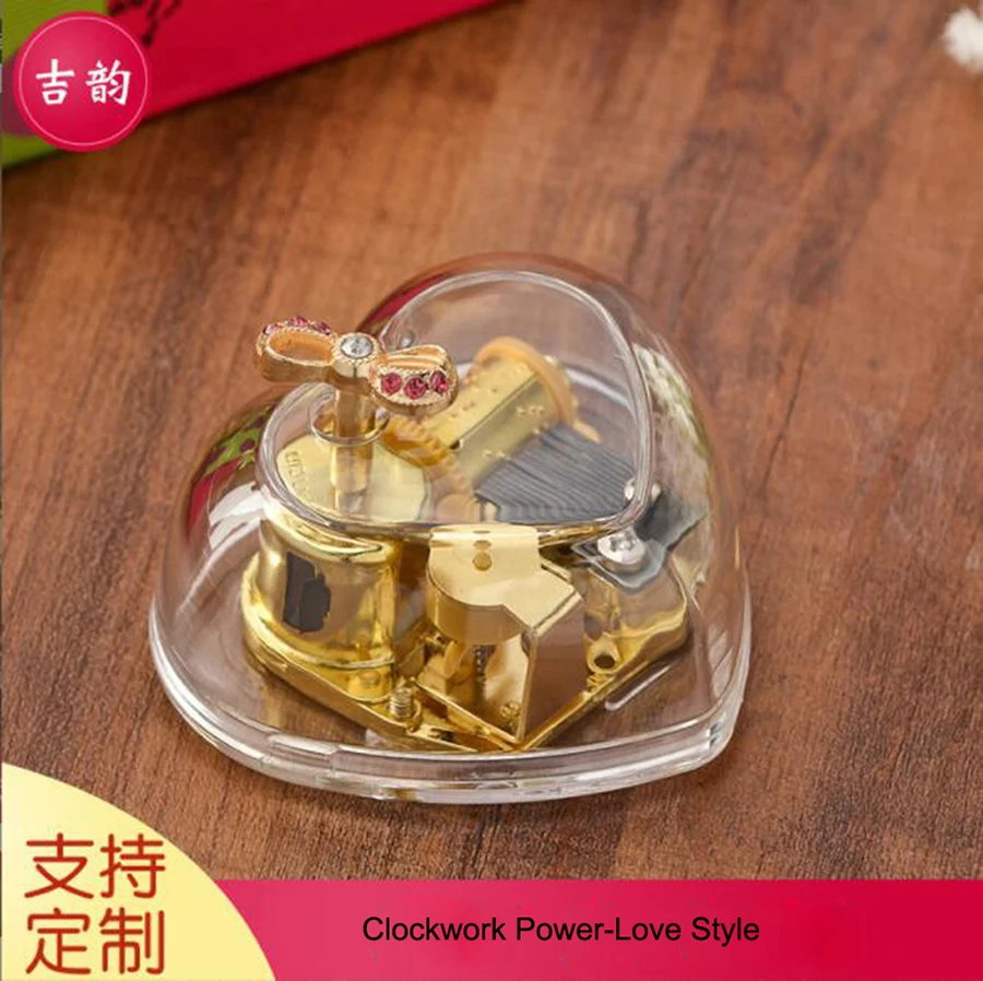 Wholesale Mini Hand Crank acrylic music box Custom logo Hot Selling Mini Music Box with custom song Clockwork Power music box