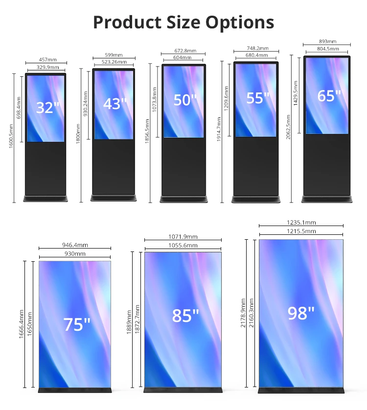 4K Light Box Display Touch Screen Vertical Lcd Panel Stand Advertising Display Led Advertising  Full hd Big Advertising Screen