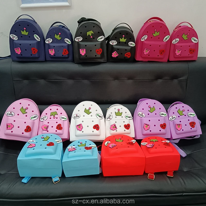 women kids fashion cute creative cartoon bogg eva back pack diy charm handmade bookbag backpack
