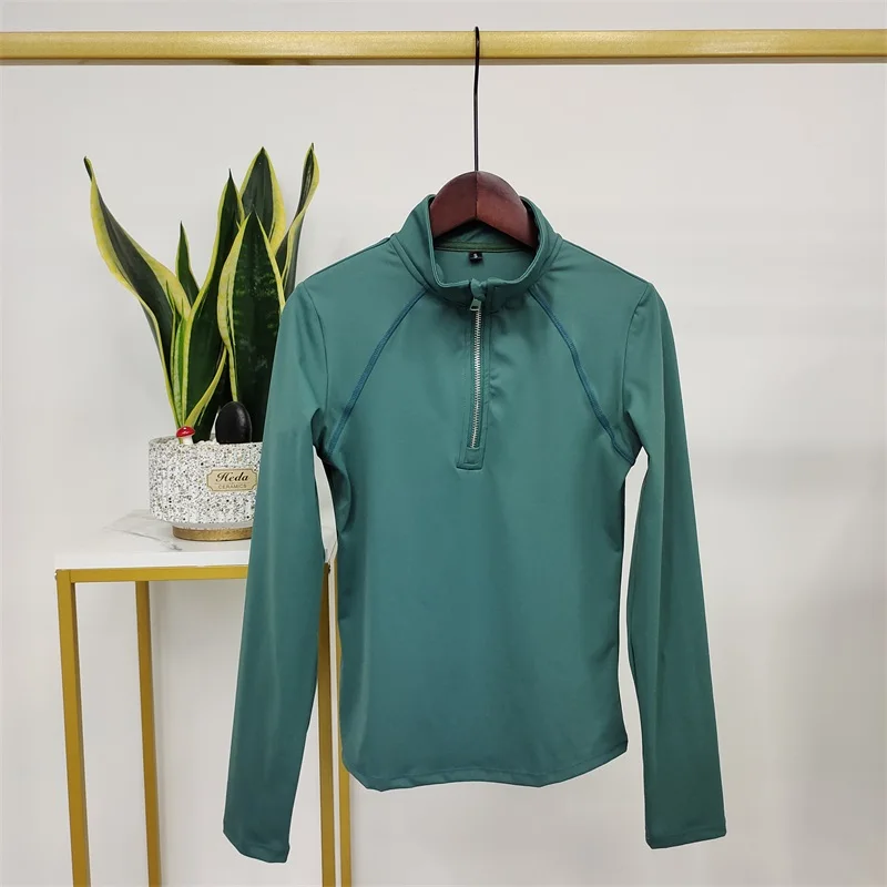 Women Half Zipper Horse Riding Long Sleeve Base Layer 10 Colors Nylon Spandex Equestrian Shirts Female Equitazione Summer Tops