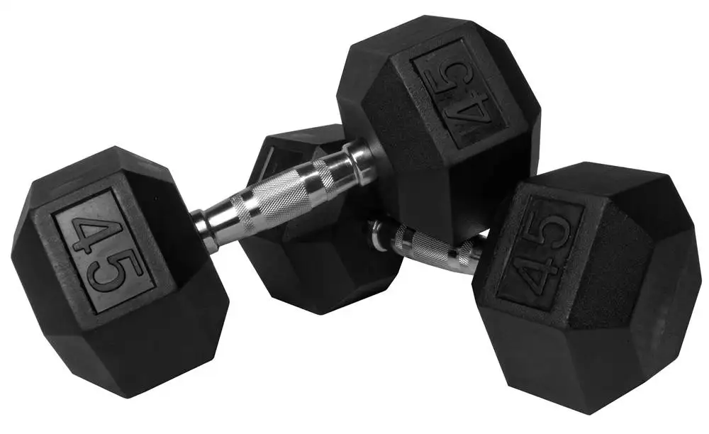 rubber hexagon dumbbell1-50 kg 5-100 lbs  bodybuilding weights gym equipiment fitness hex dumbbells set price