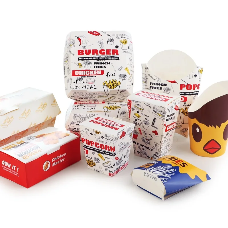 Manufacture take away fast  food  paper box  fried chicken nuggets carton paper food packaging boxes with logo