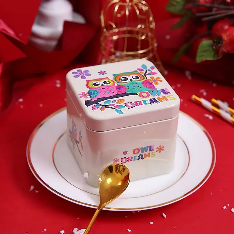 Custom Vintage Style Square Jewelry Storage Fossil Watch Tin Box