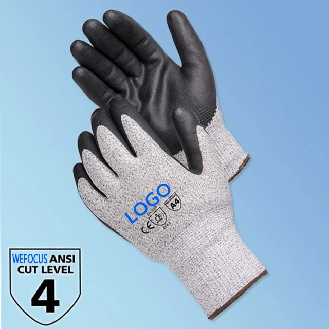 
In Stock Safety Level 5 Hppe Anti Cut Resistant Gloves Fabric 