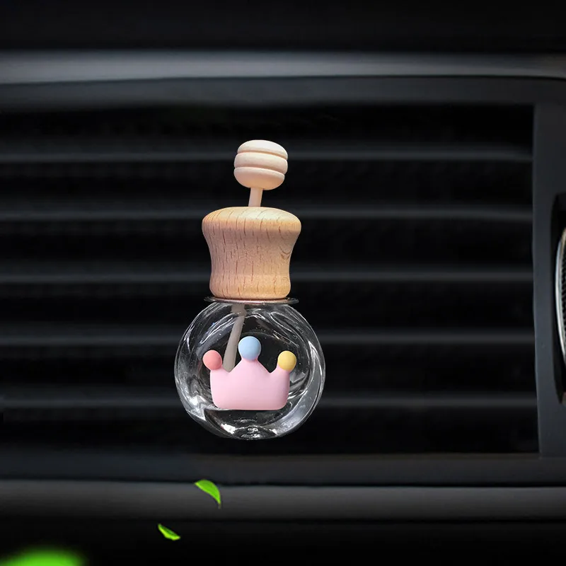 Car Fragrance Empty Glass Bottle Cute Car Air Freshener Bottle Perfume Clip Air Vent Outlet Aromatherapy Essential Oils Diffuser