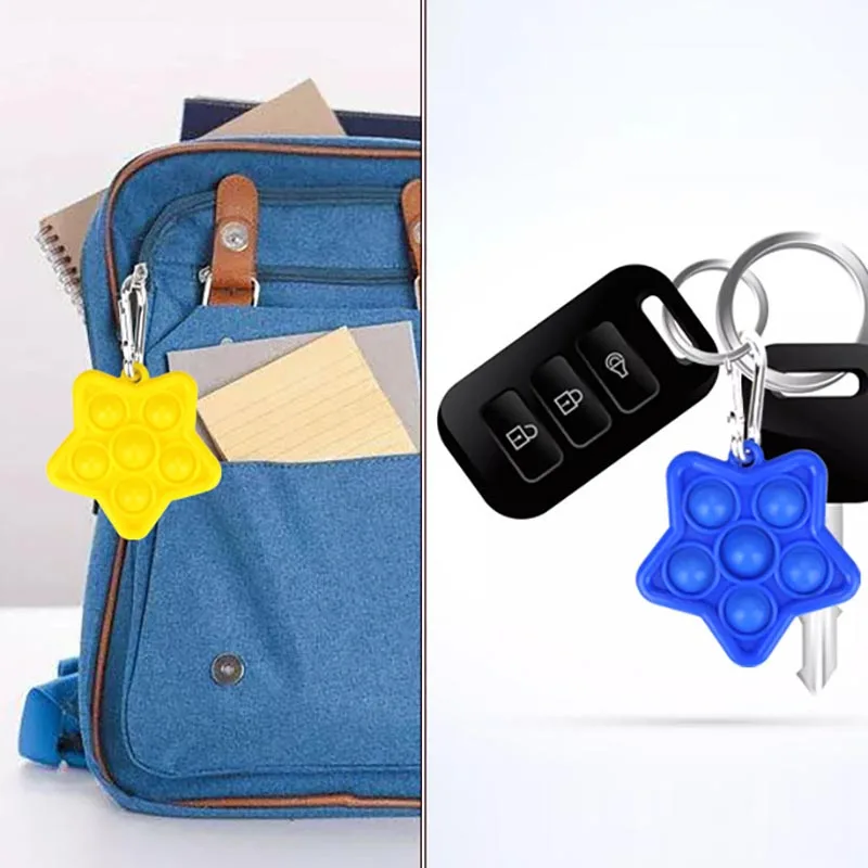 Juguetes Para Los Ninos Educational Kids Gift Key Chain Finger Bubble Spinner Star Fidget Toys