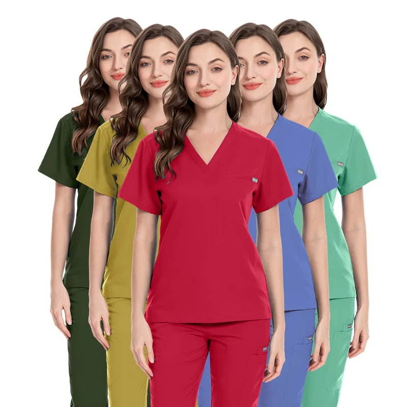 2024 Best Selling OEM Exquisite V Neck Hospital Medical Scrubs Uniform Nursing Suits For Women Men Wholesale