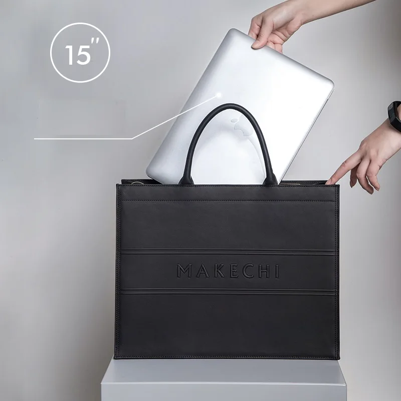 2024 new arrival Ladies  Luxury Genuine Leather Hand Bag Durable Business 15 Inches Laptop Large Tote bag