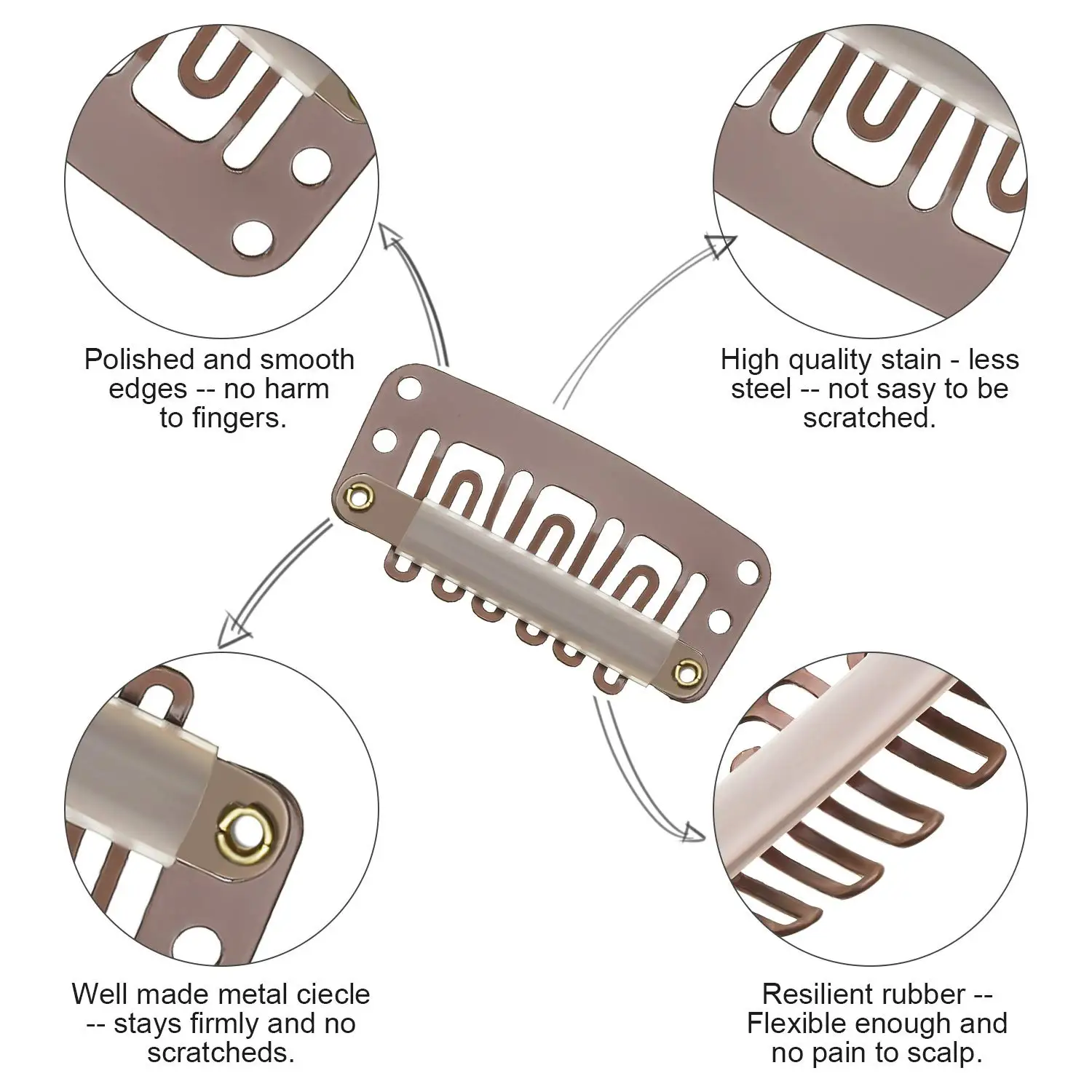 Clip-in Hair Extension Tools Stainless Steel Hair Clips Snap U-Shap Hair Accessories