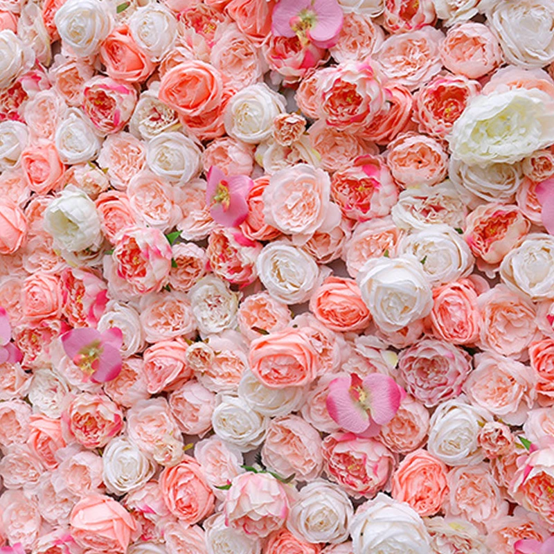 3D Silk Hydrangea Rose Floral Panel fabric artifical wall flowers Backdrop wall artificial flowers pink and white flower wall