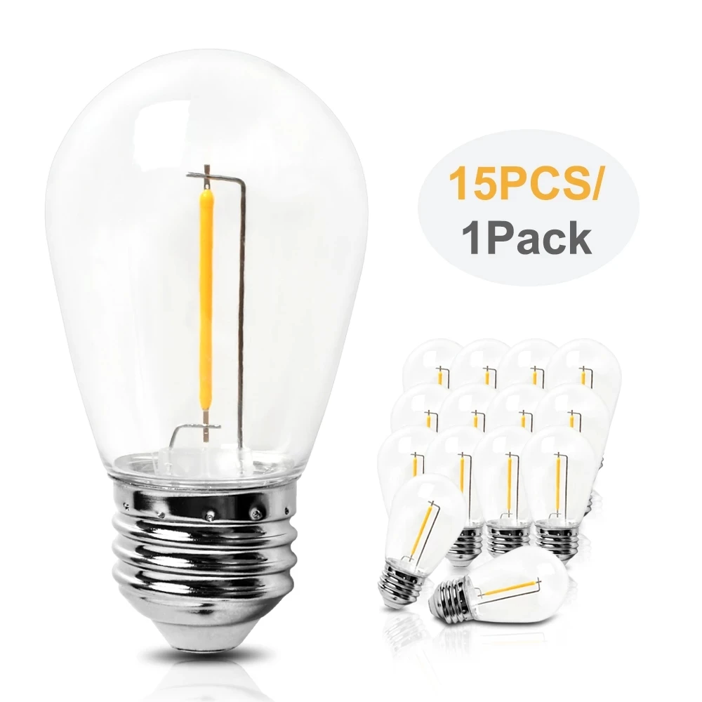 For S14 String Light 3M Length S14 extension cable LED Bulbs 15PCS/1Pack 2W Bulbs For S14 1W LED Bulbs