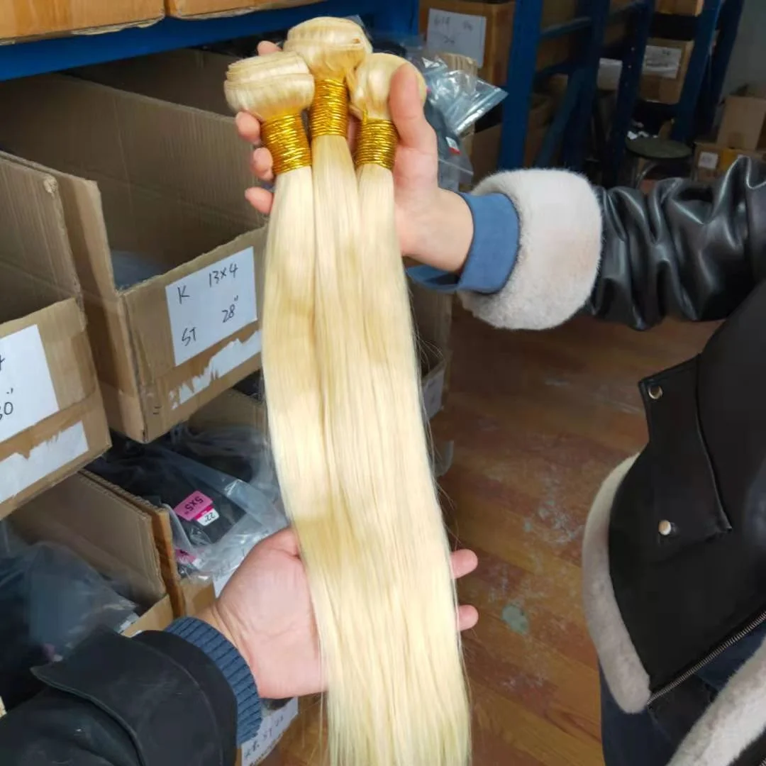
613 Blonde Color Virgin Human Hair Bundles With Closure And Frontal Package Deal 18 Bundles From 12 To 22 Inch Free Shipping 