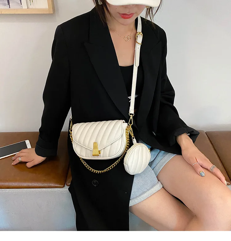 New Trendy PU Leather Mini Crossbody Bag for Women Purses and Handbags 2022 Women New Design 2 Pieces Lady Hand Bags