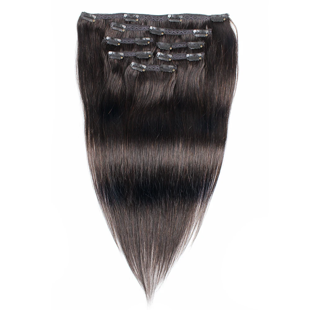 Long Lasting Virgin Brazilian Clip In Hair Extension 100% Remy Human Clip extension