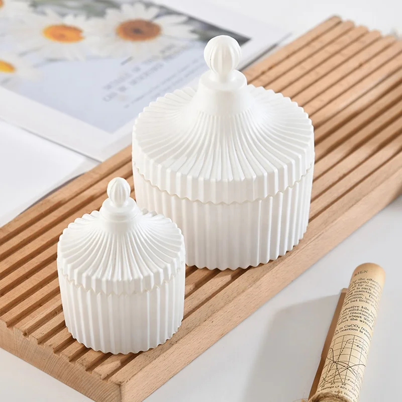 delicate matte white Mongolian Shape glass candle cup for home decoration with Ger glass lid