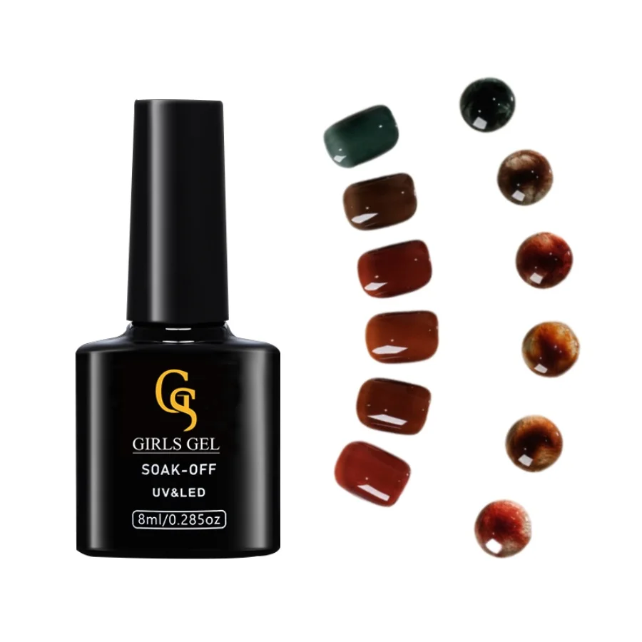 GS Girlsgel High Quality 30 colors Amber Gel Vegan Odorless Custom Transparent Gel Nail Polish with Logo