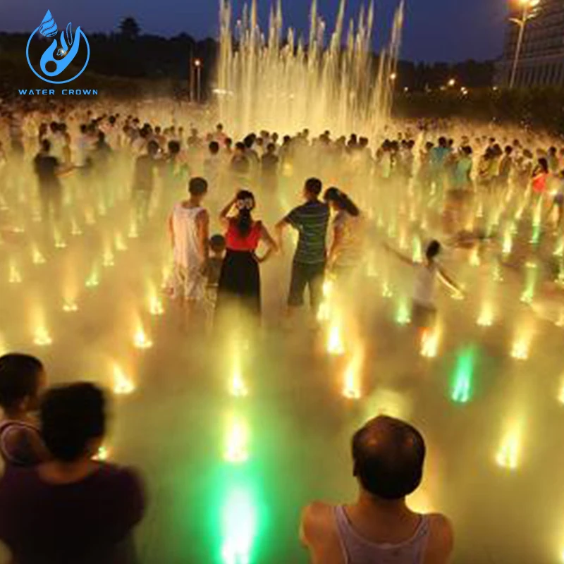 Water Crown Manufacturer sells customizable DMX urban music dry land fountain