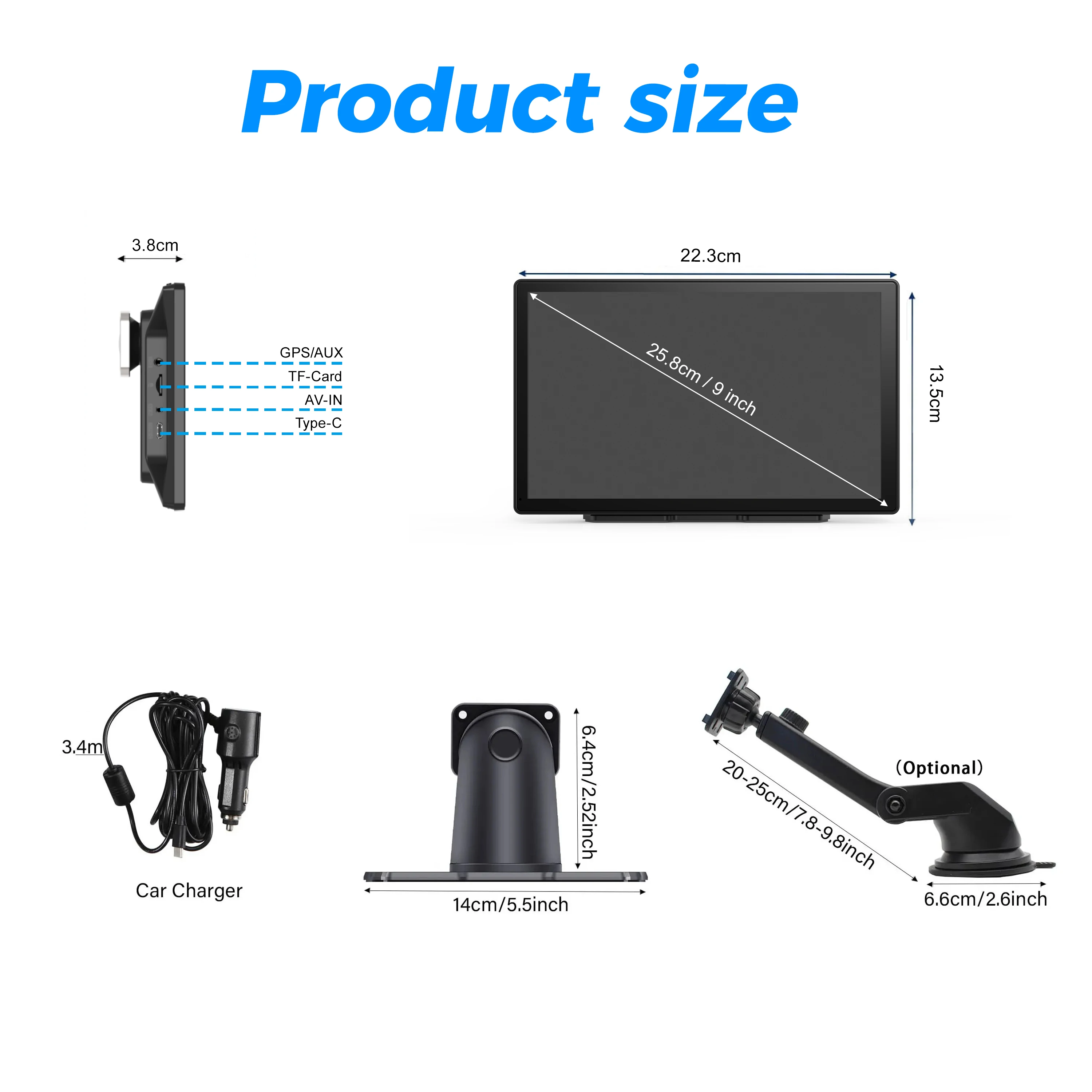 Maustor 9 inch Carplay with Touch Screen BT Stereo Android auto Car Radio Support Wifi and Rear Camera DVD Audio System Carplay