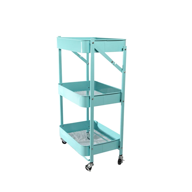 Multi Layer Toy Storage Rack Trolley Movable Rolling Cart Small Kitchen Spice Trolleys Foldable Hand Truck Vegetables Basket