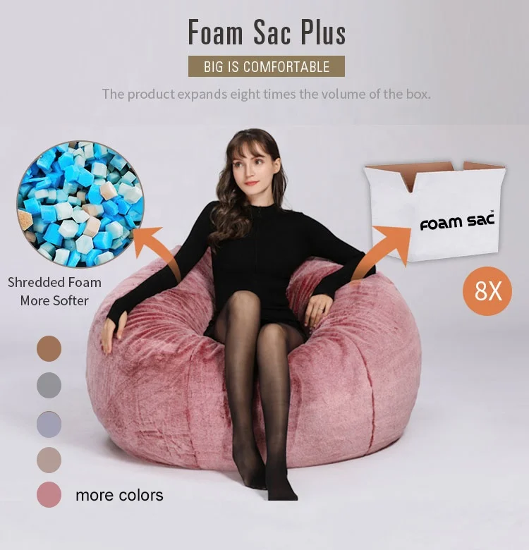 FOAM SAC Compressed custom lazy bean fur bag modern sofa round sofa chair lounge