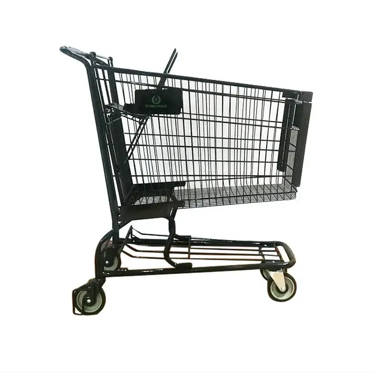 Metal Line Surface Supermarket Shopping Trolley Cart With Baby Seat With Customized logo
